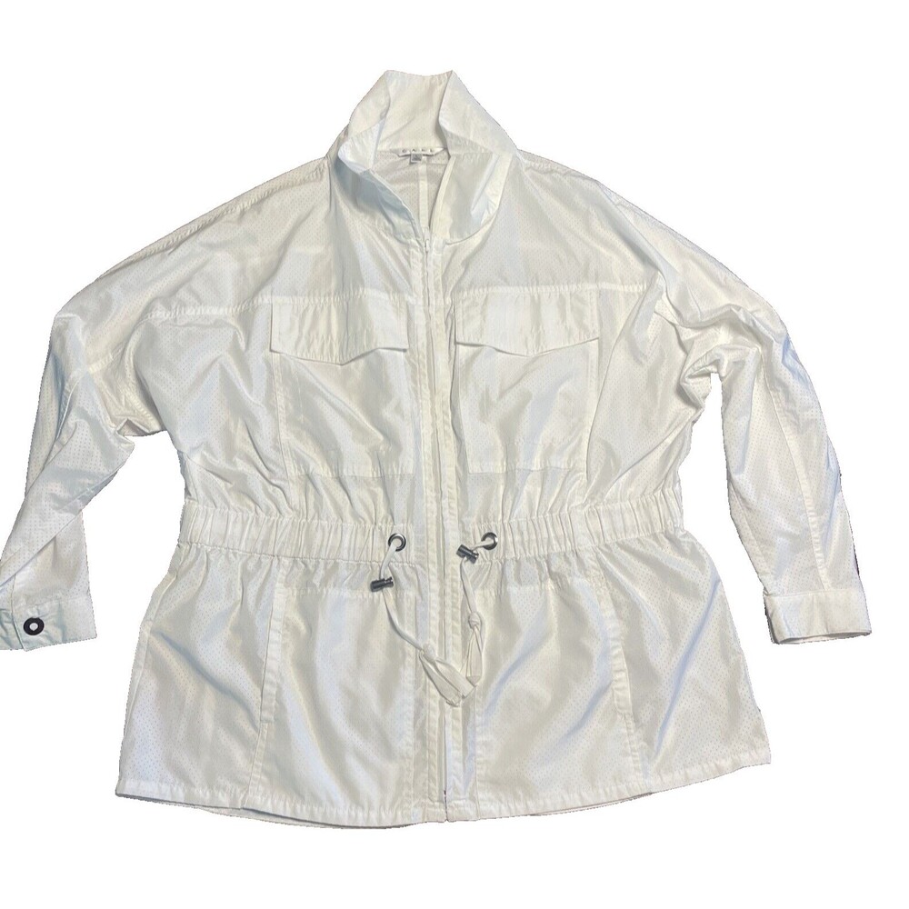 Cabi Perforated Oversized Fairway Windbreaker Jacket Size L White Lightweight